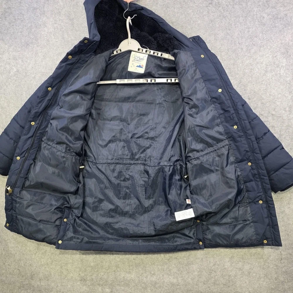 J.Crew Coat Womens XL Navy Blue Hooded Primaloft Insulated Parka Jacket AZ420‎